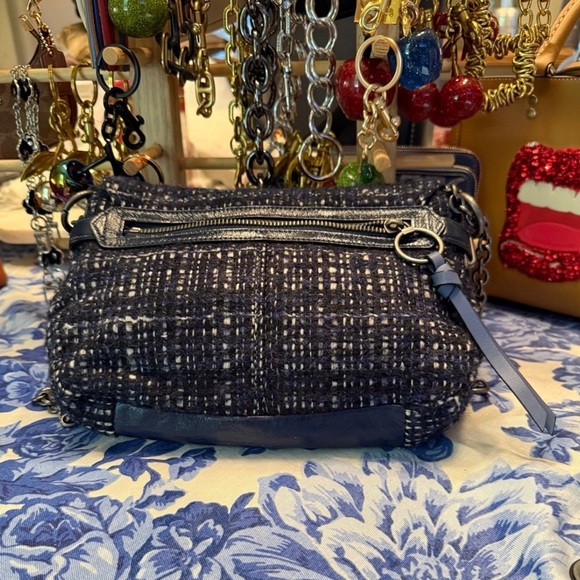 Coach Navy Tweed Convertible crossbody with gun metal hardware - Picture 2 of 11
